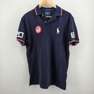 Polo Ralph Lauren Mens 2016 Team USA Olympic Games Polo Shirt Navy Blue Medium